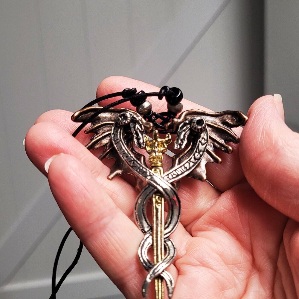 Mystical Dragon Wing Pendant Necklace